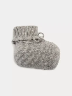 Bonpoint Baby Cashmere Booties Heathered Gray |Newborn & Baby Socks And Accessories