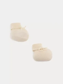 Bonpoint Baby Cashmere Booties Milk White |Newborn & Baby Socks And Accessories