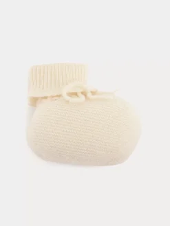 Bonpoint Baby Cashmere Booties Milk White |Newborn & Baby Socks And Accessories