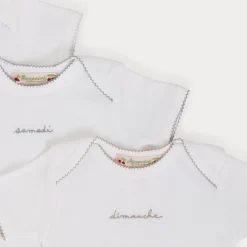 Bonpoint Baby Day-Of-The-Week Onesies White |Newborn & Baby Onesies And Pajamas