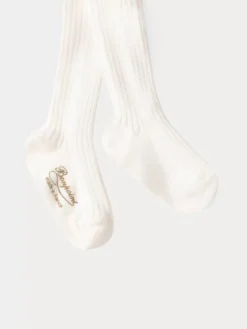 Bonpoint Baby Ribbed Tights Milk White |Newborn & Baby Leggings And Socks