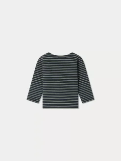 Bonpoint Baudelaire T-Shirt Celadon Green Stripes |Child Tops