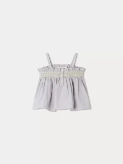 Bonpoint Blouse Smockee Abricot Gris Clair |Newborn & Baby Tops