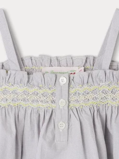 Bonpoint Blouse Smockee Abricot Gris Clair |Newborn & Baby Tops