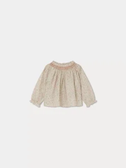 Bonpoint Blouse Smockee Griotte Fleurs Rose |Newborn & Baby Tops