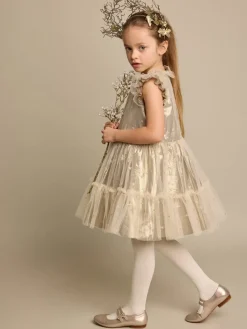 Bonpoint Bonheur Dress Gold |Child Dresses