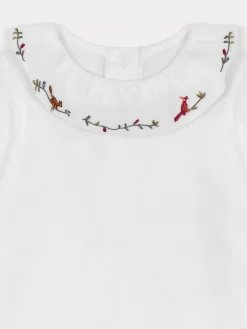 Bonpoint X Khaite Bird Onesie White |Newborn & Baby Onesies And Pajamas
