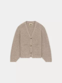 Bonpoint X Khaite Sienna Cardigan Heathered Beige |Child Cardigans And Sweaters