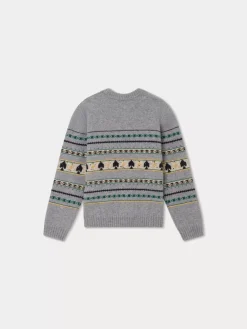 Bonpoint Branco Sweater Grey-Blue Multicolored |Child Cardigans And Sweaters