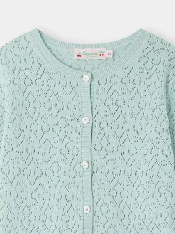 Bonpoint Cardigan Cherry Vert Celadon |Child Cardigans And Sweaters