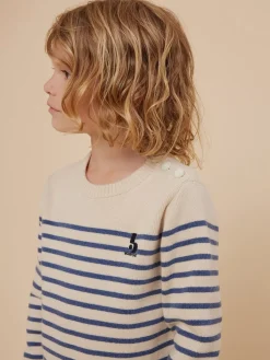 Bonpoint Crofton Sweater Sea Blue Stripes |Child Cardigans And Sweaters
