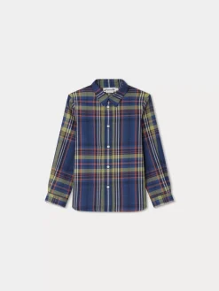 Bonpoint Daho Shirt Navy Tartan |Child Tops