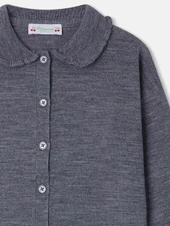 Bonpoint Diana Cardigan Medium Heathered Gray |Child Cardigans And Sweaters