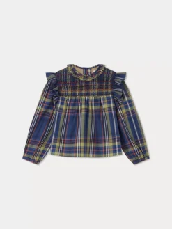 Bonpoint Domitille Blouse Navy Tartan |Child Tops