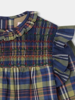 Bonpoint Domitille Blouse Navy Tartan |Child Tops