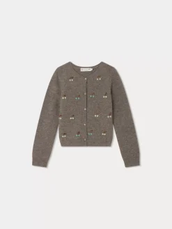 Bonpoint Dounia Cardigan Brown |Child Cardigans And Sweaters