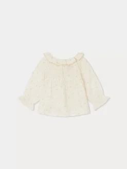 Bonpoint Embroidered Melly Blouse Aqua Blue |Newborn & Baby Tops