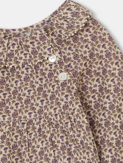 Bonpoint Embroidered Milly Blouse Taupe Flowers |Newborn & Baby Tops