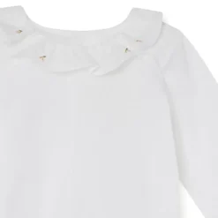 Bonpoint Embroidered Organic Cotton Blouse For Baby White |Newborn & Baby Tops