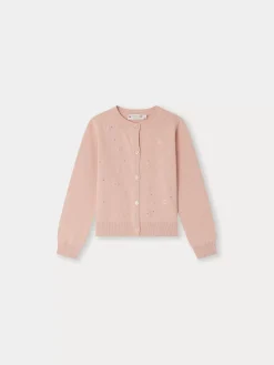Bonpoint Francille Cardigan Silkscreen Pink Tea |Child Cardigans And Sweaters