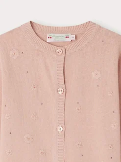 Bonpoint Francille Cardigan Silkscreen Pink Tea |Child Cardigans And Sweaters
