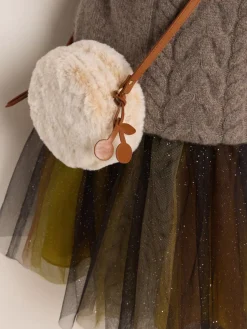 Bonpoint Gomette Purse Heathered Beige |Child Accessories