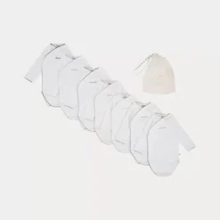 Bonpoint Lot Of 7 White Crossover Bodysuits |Newborn & Baby Onesies And Pajamas