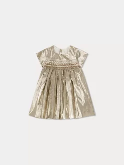 Bonpoint Maruska Smocked Dress Gold |Newborn & Baby Dresses