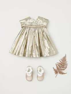Bonpoint Maruska Smocked Dress Gold |Newborn & Baby Dresses