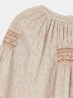 Bonpoint Poldie Smocked Blouse Pink Flowers |Child Tops