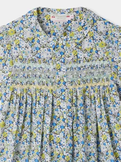 Bonpoint Robe Smockee Candice Fleur Bleu |Child Dresses