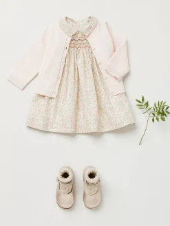 Bonpoint Robe Smockee Joyeuse Fleurs Rose |Newborn & Baby Dresses
