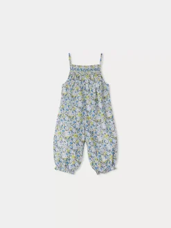 Bonpoint Salopette Smockee Lilisy Fleur Bleu |Newborn & Baby Bloomers, Shorts, And Pants