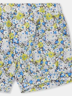 Bonpoint Short Square Fleur Bleu |Newborn & Baby Bloomers, Shorts, And Pants