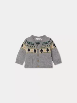 Bonpoint Tahiel Cardigan Grey-Blue Multicolored |Newborn & Baby Sweaters And Cardigans