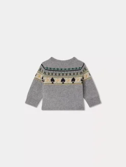 Bonpoint Tahiel Cardigan Grey-Blue Multicolored |Newborn & Baby Sweaters And Cardigans