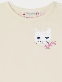 Bonpoint Tahsina Long-Sleeved T-Shirt Alabaster White |Newborn & Baby Tops