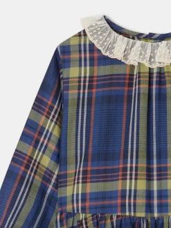 Bonpoint Thays Dress Navy Tartan |Child Dresses