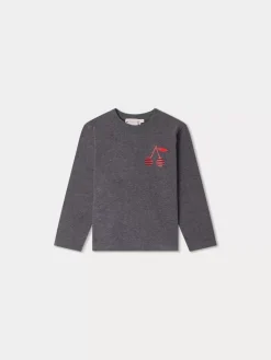 Bonpoint Theia T-Shirt Dark Mottled Grey |Child Tops