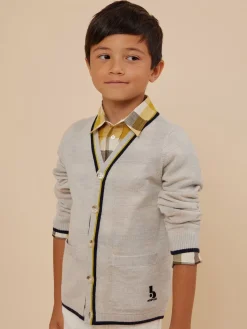 Bonpoint Tilian Cardigan Heathered Gray |Child Cardigans And Sweaters