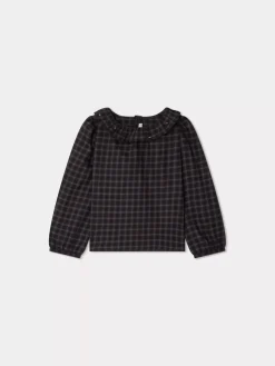 Bonpoint Timber Embroidered Blouse Slate Grey |Child Tops