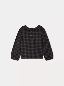 Bonpoint Timber Embroidered Blouse Slate Grey |Child Tops