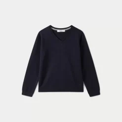 Bonpoint V-Neck Sweater For Boys Navy |Child Cardigans And Sweaters